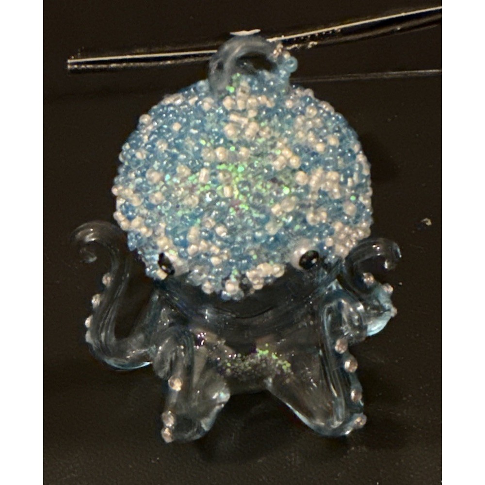Robert Stanley Blue Octopus Embellished Glitter Glass Christmas‎ Ornament NEW